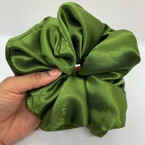 2/$15 Large Oversized Satin Scrunchie Olive Green